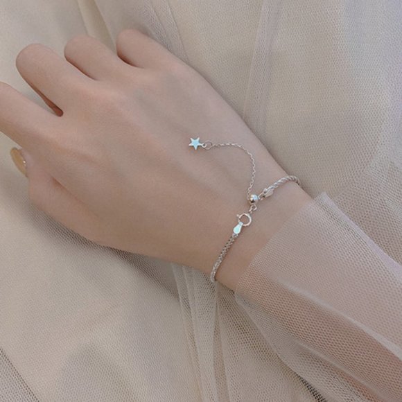 Jewelry - 925 Sterling Silver Braided Shooting Star Bracelet